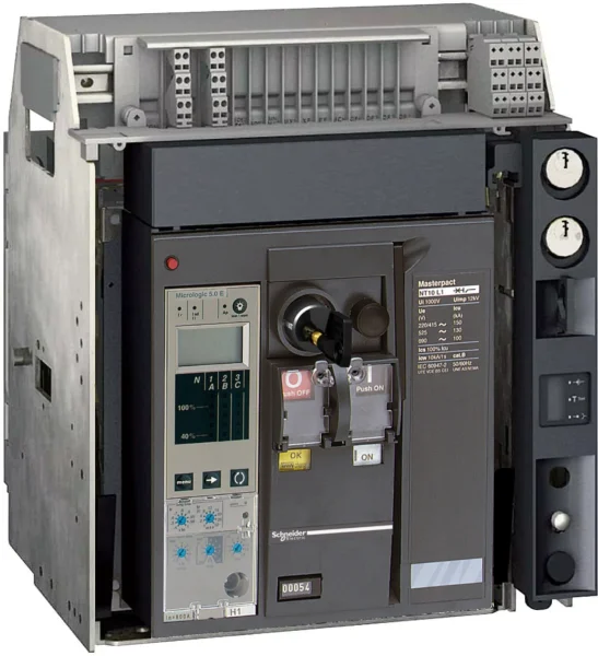 Disjoncteur MasterPacT NT 1600A H1 3P 42KA MicroLogic 2.0 MANU Débrochable avec châssis verrou RAC AR V/V